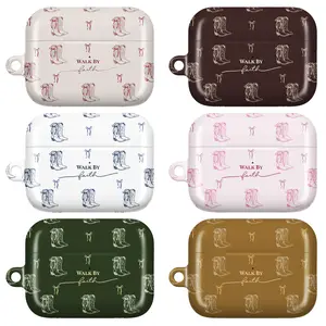 Walk By Faith Cowboy Boots Coquette Bow Ribbon Western Christian Cute Pattern AirPods Case Cover for Apple AirPods Pro 1, 2, 3, AirPods 1,2,3,4