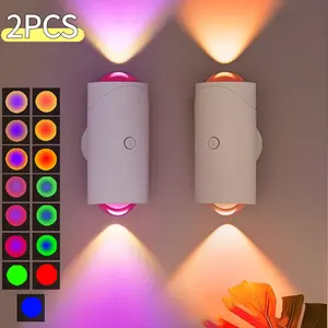 Smart Rechargeable LED Night Light with Motion Sensor – RGB Gradient Ambient Lighting, Dimmable Wall Lamp, Magnetic & Stick-On Design, USB Convenient Charging, Long-Lasting Battery, Perfect for Halloween Decor, Bedroom, Stairs, Hallway & Entryway