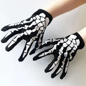 Halloween Skeleton Gloves Set, 2 Pairs for Performance & Costume Parties, Perfect for Dance Events & Cosplay