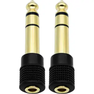 2-Pack Gold-Plated 6.35mm (1/4 Inch) Male to 3.5mm (1/8 Inch) Female Stereo Headphone Audio Adapter, Headphone & MP3 Accessories with Grip