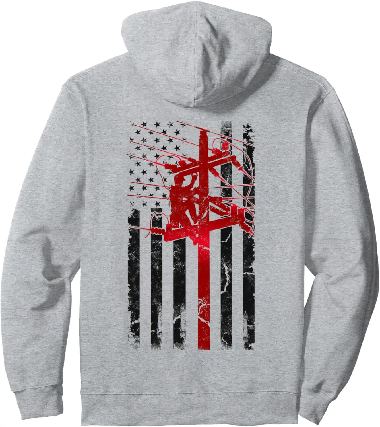 Lineman American flag Electric Cable Lineworker Pullover Hoodie
