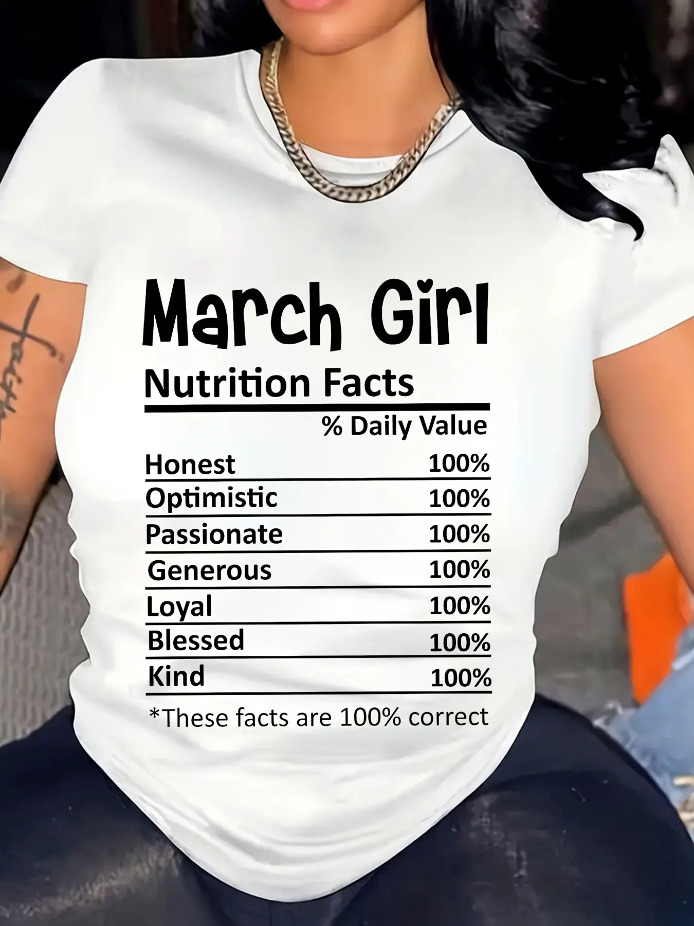 March Nutrition Facts Pattern T-shirt-short sleeve unisex soft cotton short sleeve t shirt, vintage graphic casual tee for men women teens, perfect birthday holiday gift for camping travel gym daily street  wear