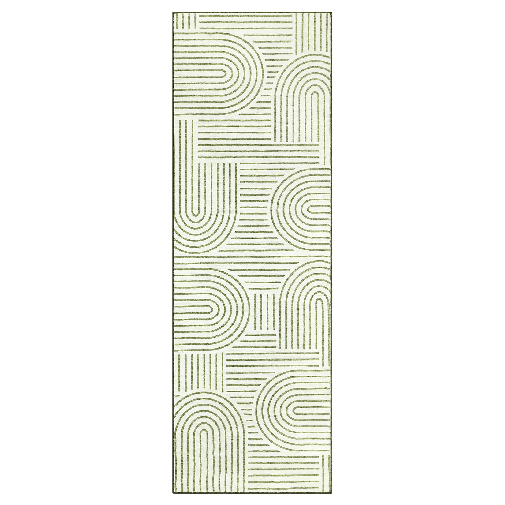 2x6 ft Low-Pile Polyester Modern Floor Rug - Geometric Design Indoor Area Rug, Lightweight Rectangular Washable Foldable Green Home Decor Carpet for Hallway, Kid Room