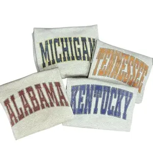 Distressed Varsity College Sweatshirt, Color Ash Grey Unisex Classic Cotton Womenswear Casual Comfort Hoodie Style