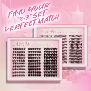 Azenlo 300PCS+300PCS Two Box Large Capacity False Eyelash Extension Set with 6 Styles for Curled Thick Soft Lightweight Lashes DIY Makeup Cosmetic wispy  lash  clusters