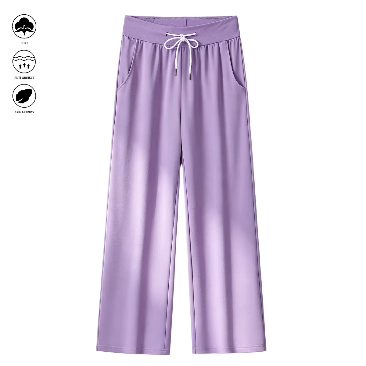 JOGWAVE Women's Preppy Basic Low-Waist Straight-Leg Pants - Soft, Stretchy, Loose, Minimalist Design, Elastic Waistband, With Pockets, For Casual & Work Wear, Clearance Sale