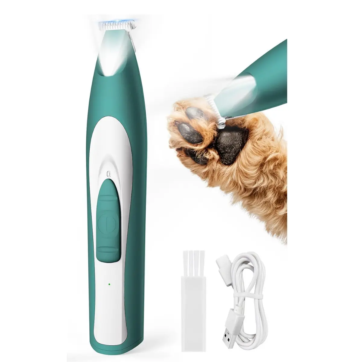 Cordless Electric Dog Paw Trimmer with 0.8in/20mm Widen Blade, 35dB Low Noise, LED Light for Pet Grooming on Paws, Ears
