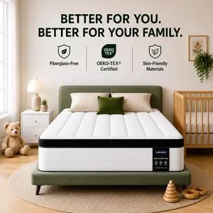 LETMOON 14 inch Queen size Mattress in a Box, Independent Pocket Coils Hybrid with Gel-Infused Memory Foam Euro Top, Medium Firm, Strong Edge Lumbar Support, Motion Isolation, Pressure Relief, Breathable Cooling Set