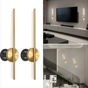Modern charging wall lamp 2-piece set black/gold charging 50cm charging wall lamp infinite dimming 4400mAh battery life 6-8 hours wall lamp with remote control circular bottom box charging wall lamp suitable for corridors, stairs, living rooms, bedrooms