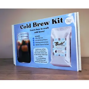 Bendix Cold Brew Starter Kit - DIY Coffee Beverage Jar & 12oz Coarse Ground Coffee for 3 Servings USA Made Gift Set