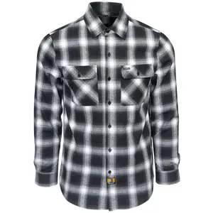 Gunthers Co Menswear Men's Classic Traditional Plaid Flannel Long-Sleeve Button-Up Shirt - Black/White, with Chest Pockets, All-Seasons Casual Top