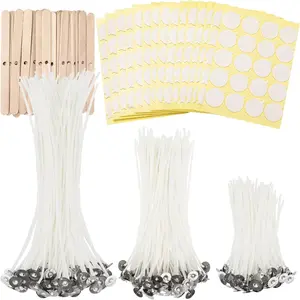 Candle Wicks for Candle Making 120 count with 120 count Wick Stickers and 10 count Candle Wick Holders,  Candle Wick for Soy Wax, Beeswax, Coconut Wax