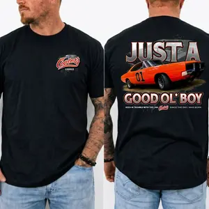 Just A Good Ol’ Boy” General Lee 01 T-shirt, Dukes of Hazzard 1979 Retro Shirt, Perfect 2 sided Tee For Classic TV Lovers, Old School Style, Gift For Him,funny graphic tee, men’s trendy t-shirts, deals, humorous, 90s, streetwear,penny tees,  boyfriend