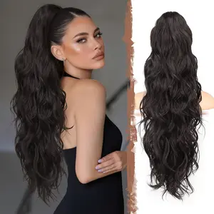 Kookastyle Claw Clip Ponytail Extension Black Wavy Pony Tails Hair Extensions Layered Fluffy Clip on ponytails for Women Synthetic Hairpieces