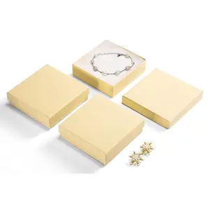 MESHA Jewelry Gift Boxes, 3.5X3.5X1 Inch 20 Pcs Matte Small Gift Box with Lids, Small Cardboard Jewelry Boxes with Cotton Filled and Lids, Jewelrybox Bulk for Festive Day Brown
