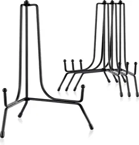 4 Pcs 8 Inch Improved Anti-Slip Plate Stands for Display, Plate Holder Display Stand, Picture Frame Holder Stand, Black Iron Easel Stands for Photo, Decorative Plate, Tablets and Table Art - Home Improvement.