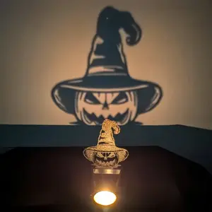 Halloween Pumpkin Candle Holders Gothic Style Fairy Ghost Headed Design for Spooky Atmosphere & Creative Decorations Shadow Tea Light Holder Perfect for Halloween Parties
