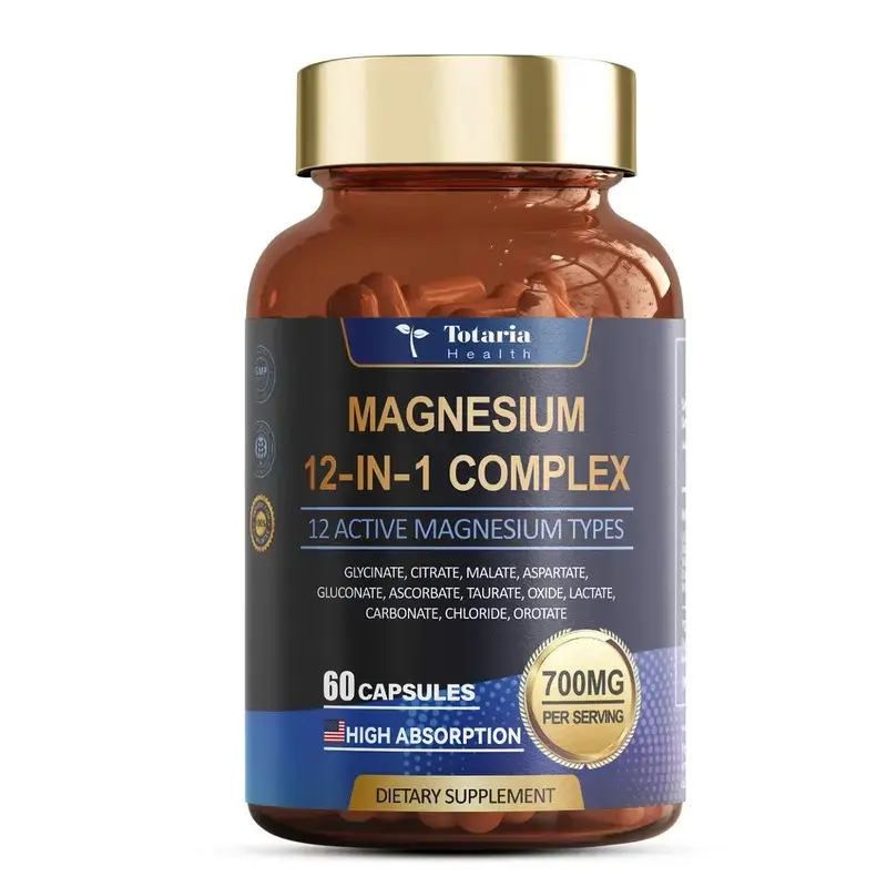 Totaria 12-in-1 Magnesium Complex 700mg - 12 ActiveMagnesium Types, Vegan Capsules for Muscle, Heart, andRelaxation Support