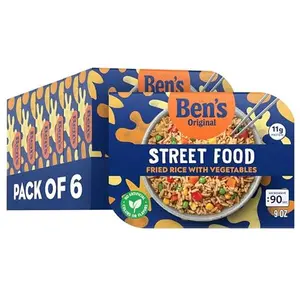 BEN'S ORIGINAL Street Food Fried Rice with Vegetables, Prepared Entrée, Microwave in 90 Seconds, 9 oz​ (Pack of 6)