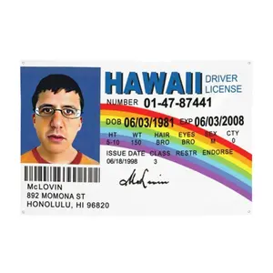 Funny Flag McLovin ID Flag Fake Driver License 3x5 Feet Banner Poster with Brass Grommets for College Dorm Room