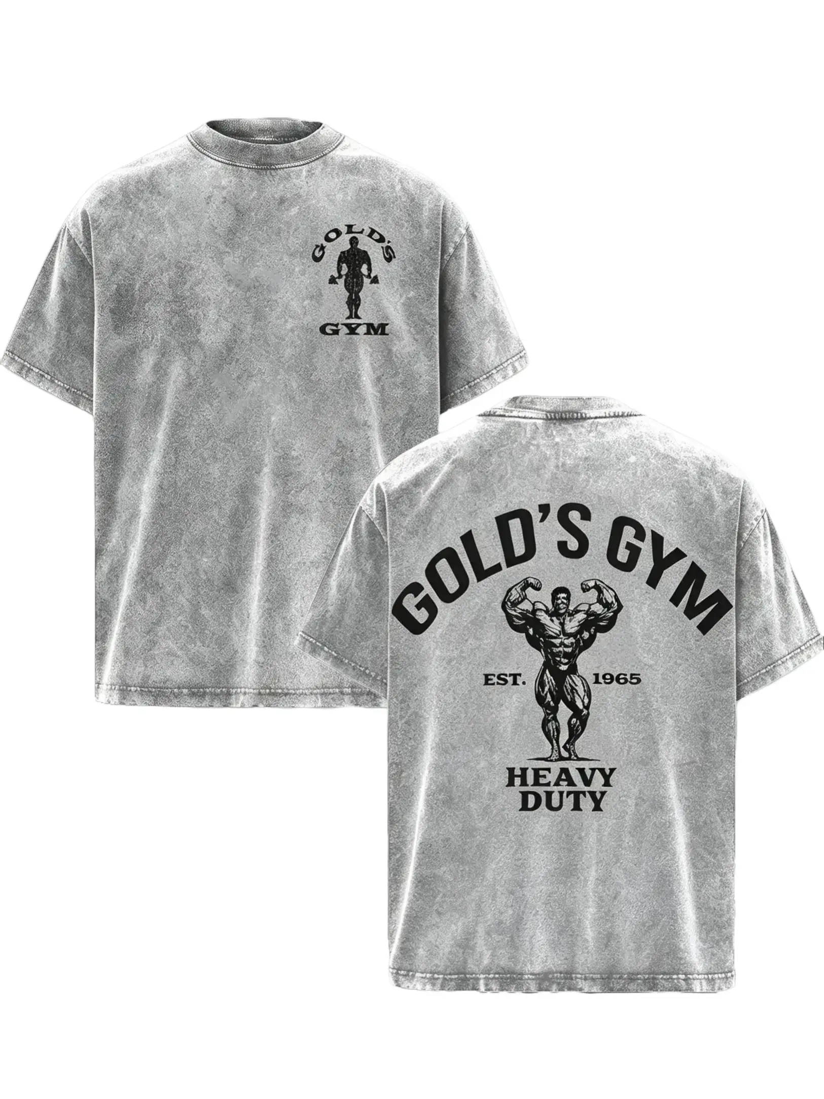 Men's Gold's Gym Oversized Heavyweight Cotton Athletic T-Shirt - Vintage Washed, Acid Wash Graphic, Bodybuilding Pump Cover, Streetwear Unisex Tee (2xl, 3xl) with 7-Day Return/Exchange Policy, Tshirt, Affordable Fashion, Classic, Casual, Cold Wash