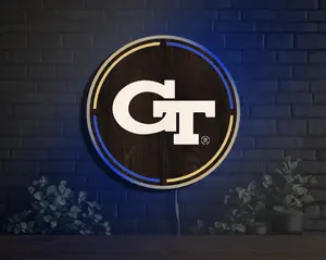 Georgia Tech Yellow Jackets Inside Circle Wood LED Sign | Handcrafted, Officially Licensed, Made in USA