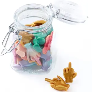 Mood Jar with Colorful Gesture Figurines – Funny Desk Decoration Jar of Middle Fingers for Adults – Sarcastic Display for Office or Daily Humor Relief