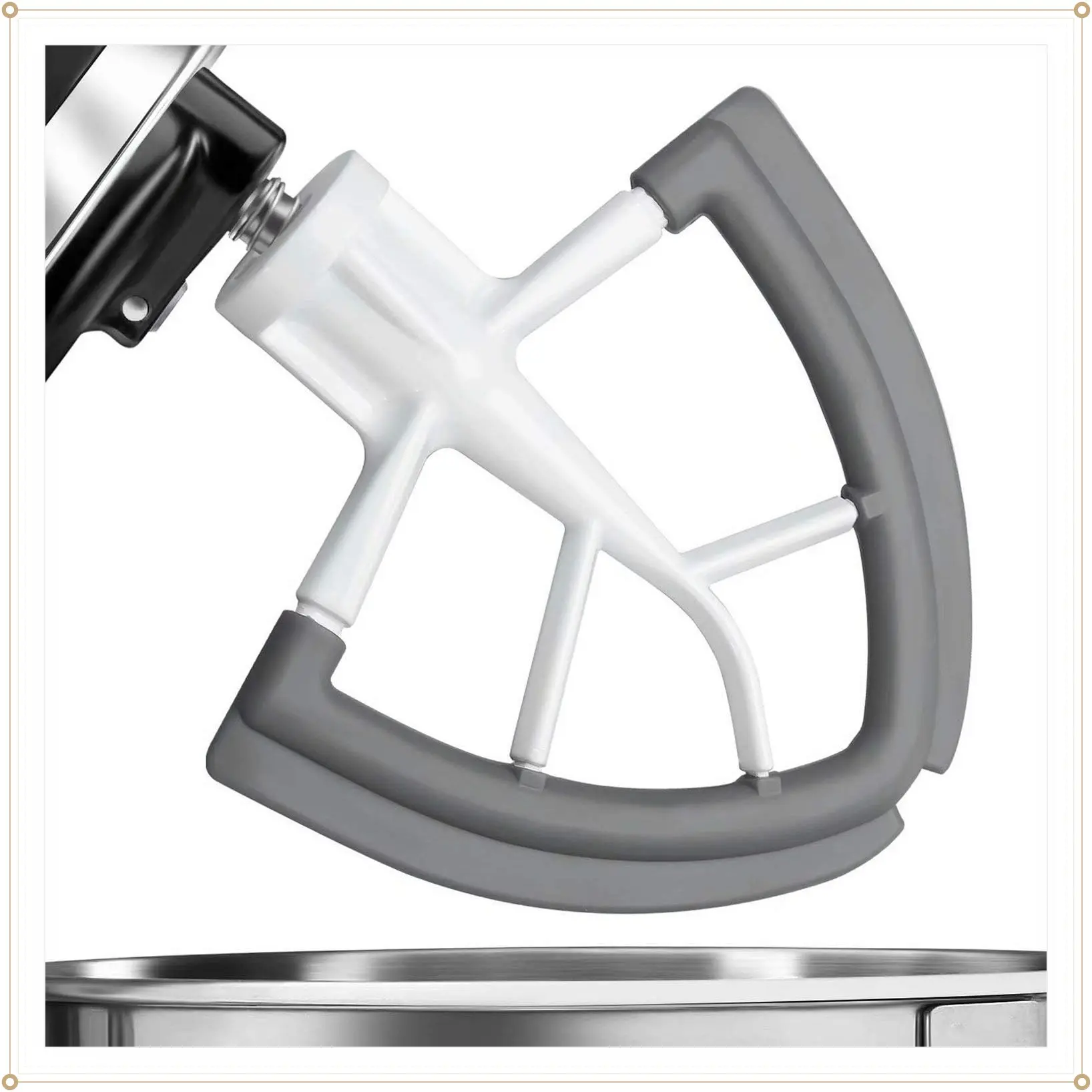 Flex Edge Beater for KitchenAid,Mixer Attachement Compatible With KitchenAid,Mixer Accessory,Fits Tilt-Head Stand Mixer Bowls For 4.5-5 Quart Bowls,Beater With Silicone Edges,GreyGift