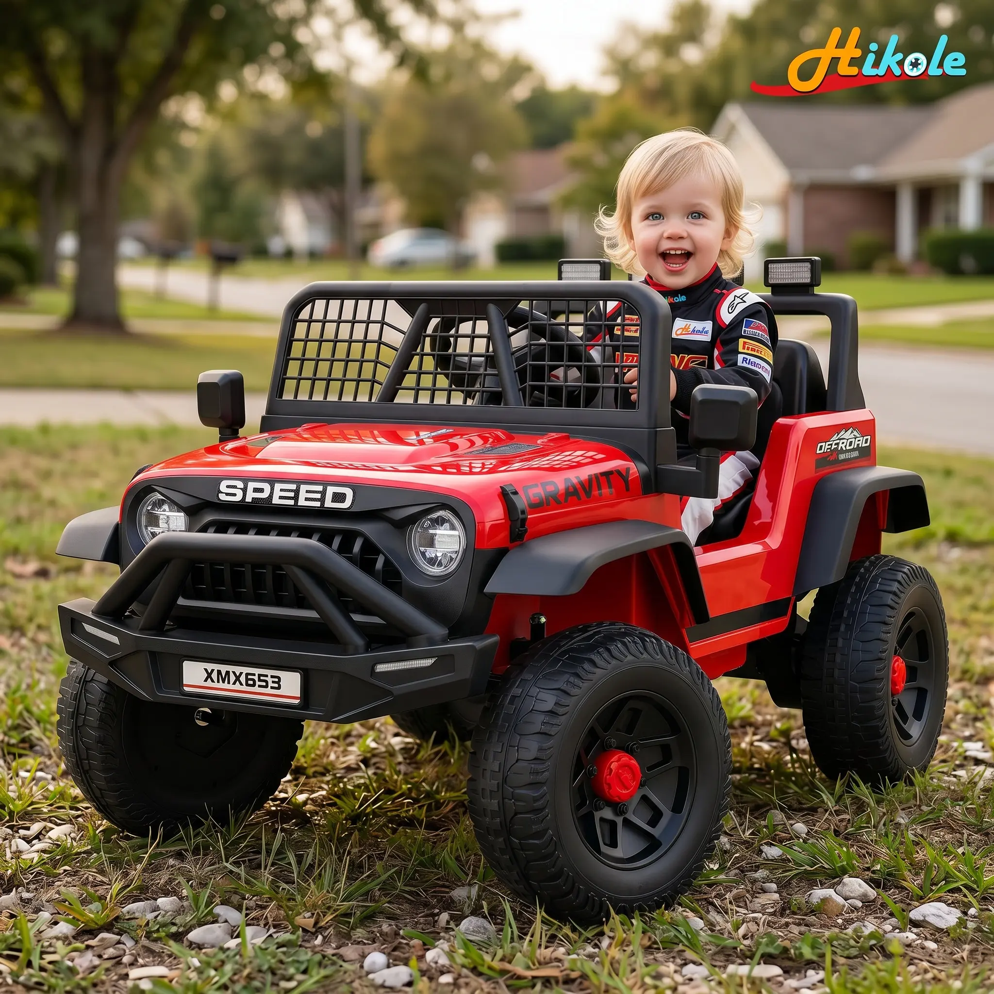 Hikole 12V Kids Electric Jeep – Single Seat, Dual Drive, Bluetooth Music, Remote Control, 4.5AH Battery, Ride on  Car for Toddlers 3-6 Years, #summervibes,early education function ride-on truck, first birthday gift big toys Ride On Wheels,tiktokshopbackto