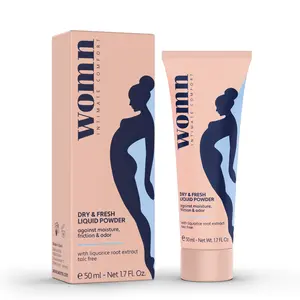 WOMN Dry and Fresh Liquid Powder 50ml - Absorbs Moisture, Prevents Chafing & Reduces Odor - Great for Bikini Line, Under the Boobs, and Between Thigh Area