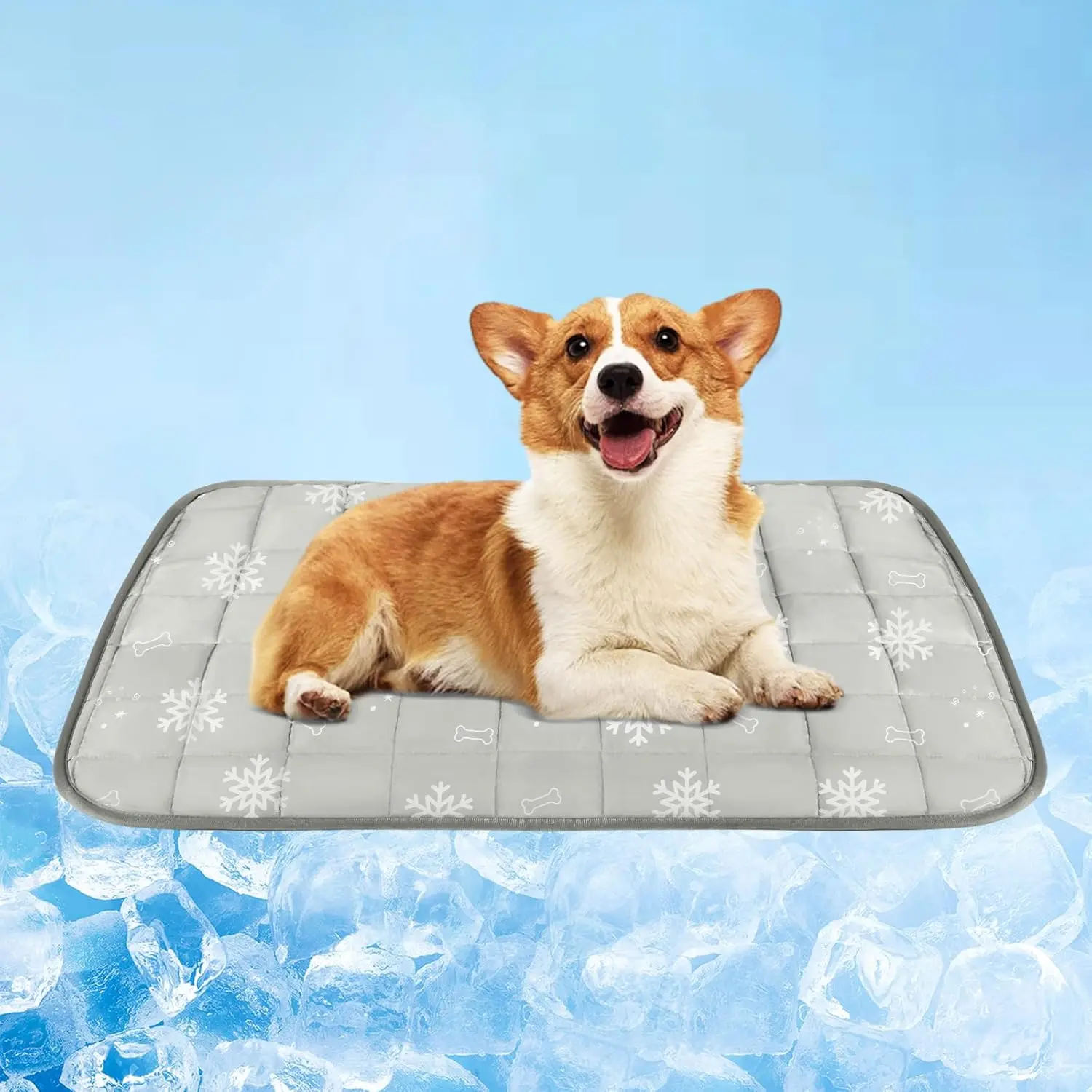 Cooling Mat,  Blanket Washable, Cool Fabric & Internal  Cooling Pad (Grey, Medium (28X20 inch))