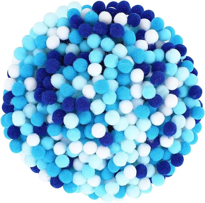 Blue Pom Poms Balls, 1000Pcs 1 cm/0.4inch Hanukkah Blue Color Pom Poms for Chanukah Christmas Winter Summer Holiday Party Crafts Making DIY Holiday Decorations Supplies