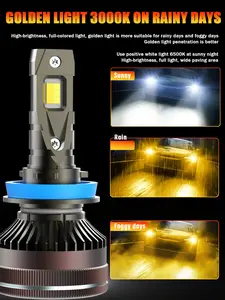 Insane Brightness! Super CSP Chip LED Headlight Bulbs. 100,000+ Hours Lifespan & 12,000 RPM Silent Turbo Fan. One-Touch Switch White/Yellow. Perfect Fit for 99% of Cars — No Flicker!
