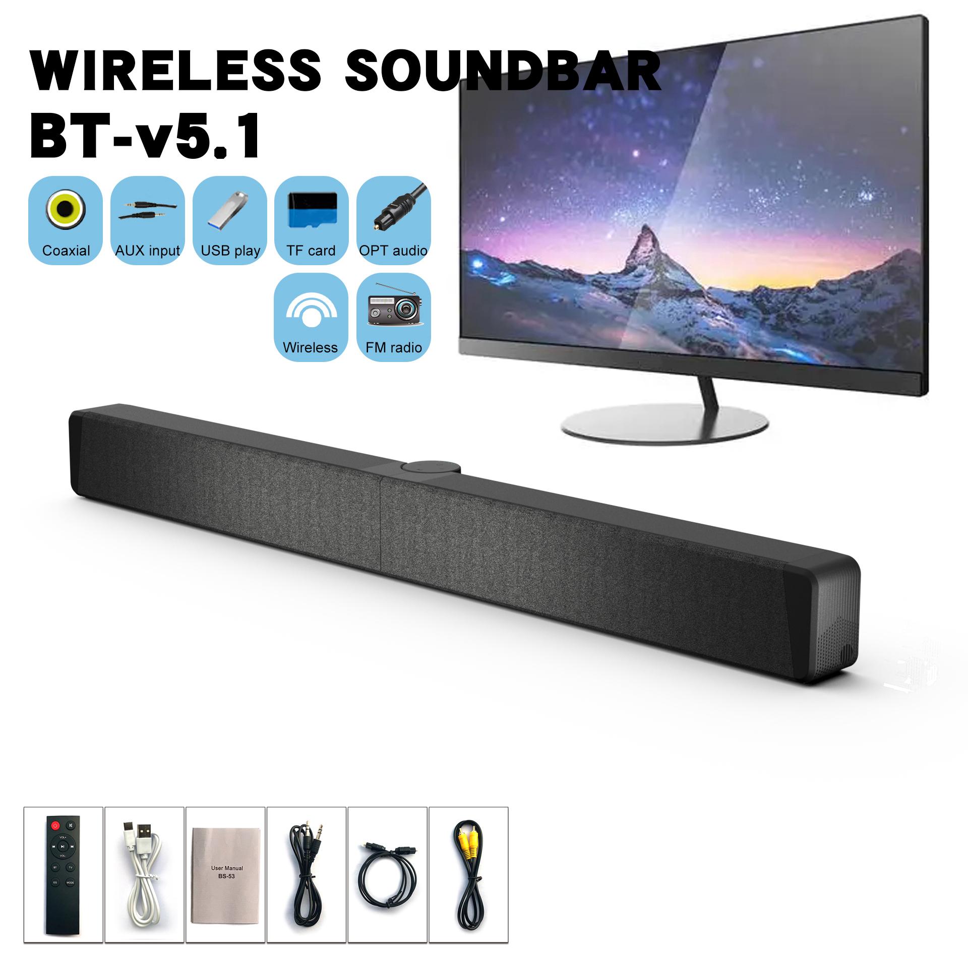 Foldable Sound Bars For TV Speaker, Bluetooth 5.1, Opt, Coaxial, USB, AUX Inputs, Projector TV Sound Bar, PC, Home Theater, 3D Surround Sound System - 26.8 Inch