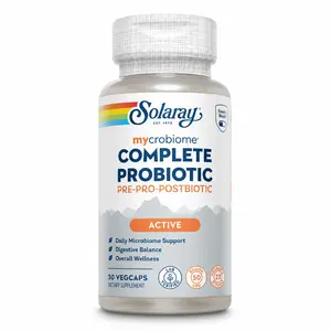 Solaray "Active" Mycrobiome Complete Formula 3-in-1 Probiotic  (Pre+Pro+Post) Triple Action Formula with 50 Billion CFU for Cardiovascular & Exercise Support 30 VegCaps- Fitness
