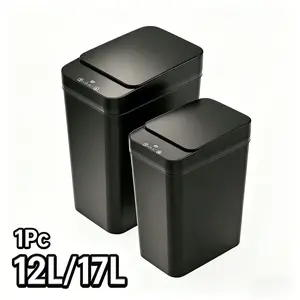 18L/12L Slim Design Rectangular Sensor Bin Bathroom Trash Can with Triple-Sensing | Wave/Kick/Knee Activation | One-Touch Hold-Open | Odor-Lock Seal | For Bathroom/Kitchen/Office (Batteries Not Included)