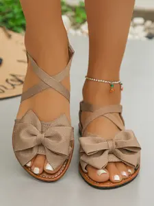 Women's Outdoor Beach Sandals, Comfortable Daily Wear, Vacation Flip Flops, Cute Bow Design, Bowknot Design Sandals, Fashion