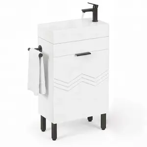 16 inch Bathroom Vanity with Sink and Soft Closing Doors White