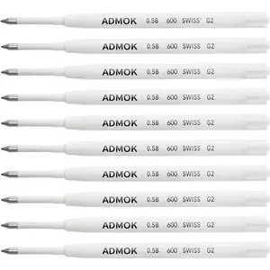 ADMOK 0.5mm Replaceable Standard Pen Gel Refills for  Luxury Pens (10pcs),Smooth and Clean Writing, Compatible with  Pen Refill,Pack of 10 (Black Ink)