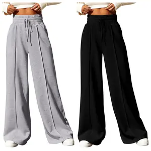 DUTUT Women‘s Wide Leg Sweatpants Fashion High Waisted Drawstring Baggy Long Pants with Pockets Womenswear Comfort Underwear Minimalist Casual Trouser