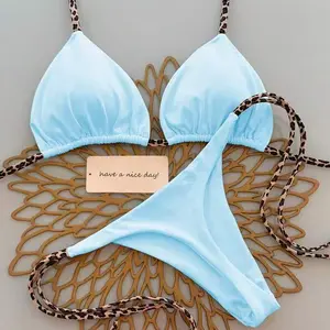 Women's 2-Piece Leopard Print Tie Bikini Swimsuit, Sports & Outdoor Beach Vacation Swimwear Set