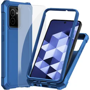 for HMD Vibe 4G Cell Phone Case, HMD Vibe N159V Case with Screen Protector, Dual Layer Protective, Shockproof Corner TPU Bumper, Slim  Heavy Duty Cover for HMD Vibe-Blue