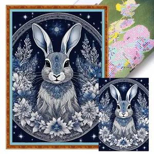 Full Embroidery Eco-cotton Thread 11CT Printed Rabbit Cross Stitch Kit 40x60cm