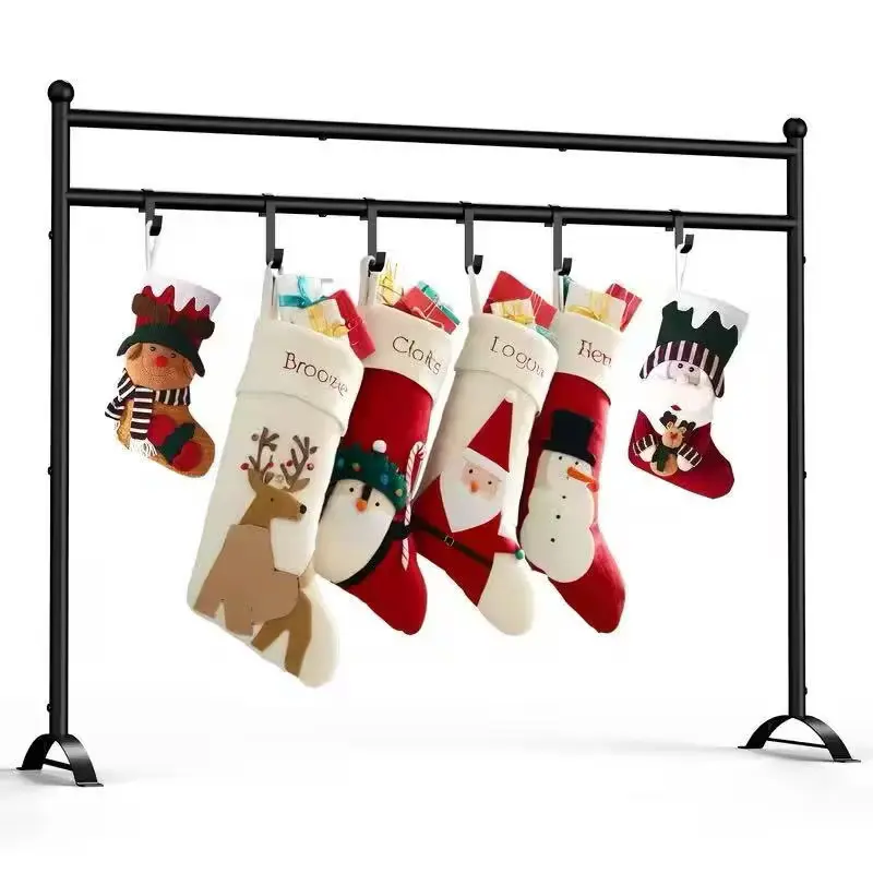 Christmas Stocking Holder Stand with 12 Hooks, Freestanding Metal Rack