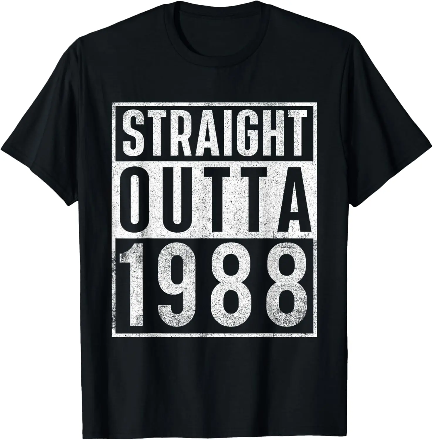 Women's Distressed Vintage Everyday Streetwear Graphic T-Shirt - 100% Cotton, Short Sleeve, Round Neck "Straight Outta 1988" Top for Birthdays