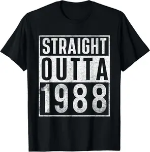 100%cotton Straight Outta 1988 Year Of Birth Birthday T-Shirt