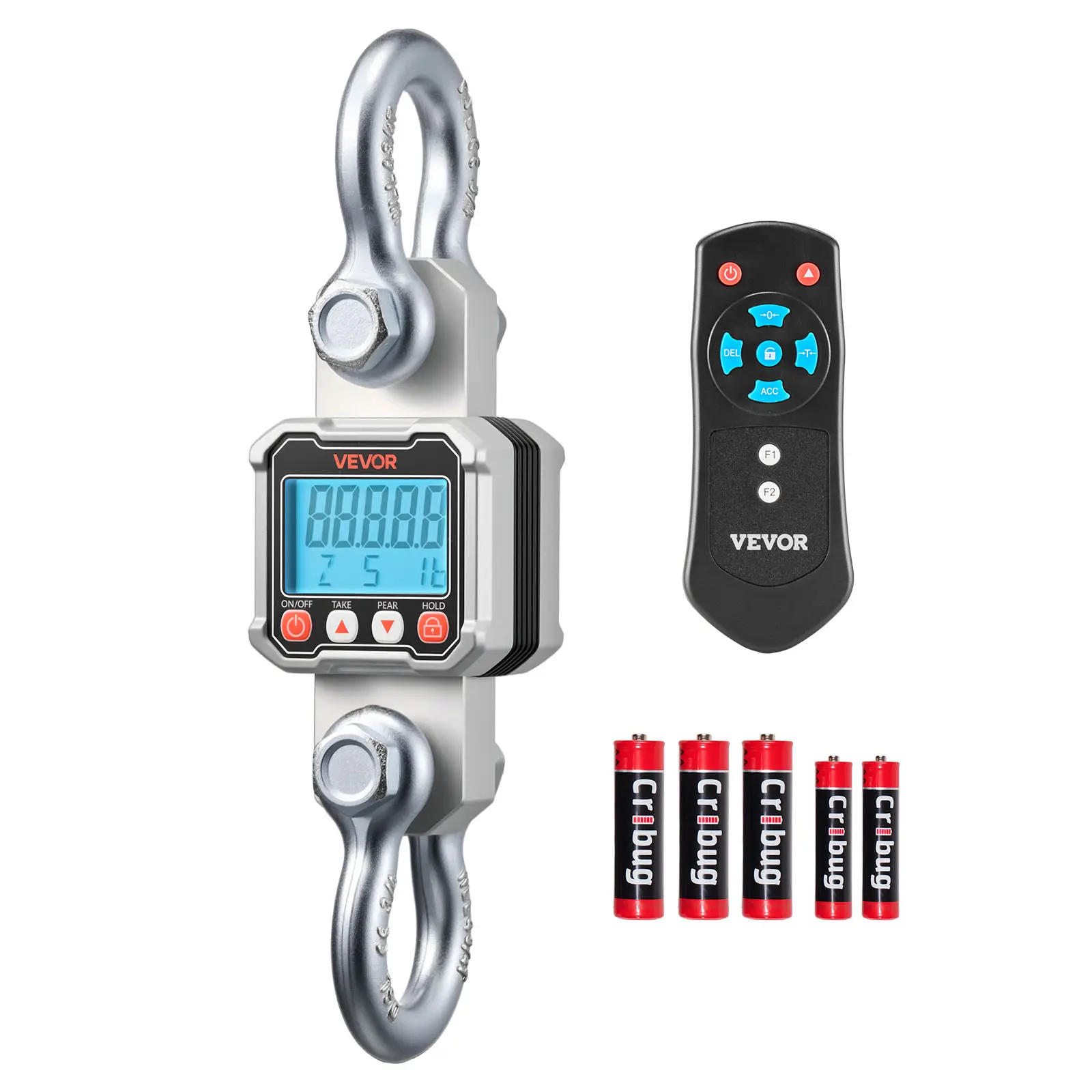 VEVOR Precision Industrial Digital Crane Scale, 6600 lbs/3000 kg Max Capacity, Heavy Duty Hanging Scale with Cast Aluminum Case, Easy-to-Read LCD Screen, 1 lbs Division, 3-Unit Switch & Remote Control for Garage/Factory (Father's Day Gift), Precision Indu