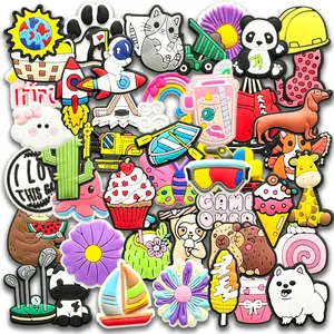 25 50 100Pcs Random Bulk Shoe Charms Fit for Croc Clog Sandals Decoration, Cute Random Shoe Charms for Party Favor