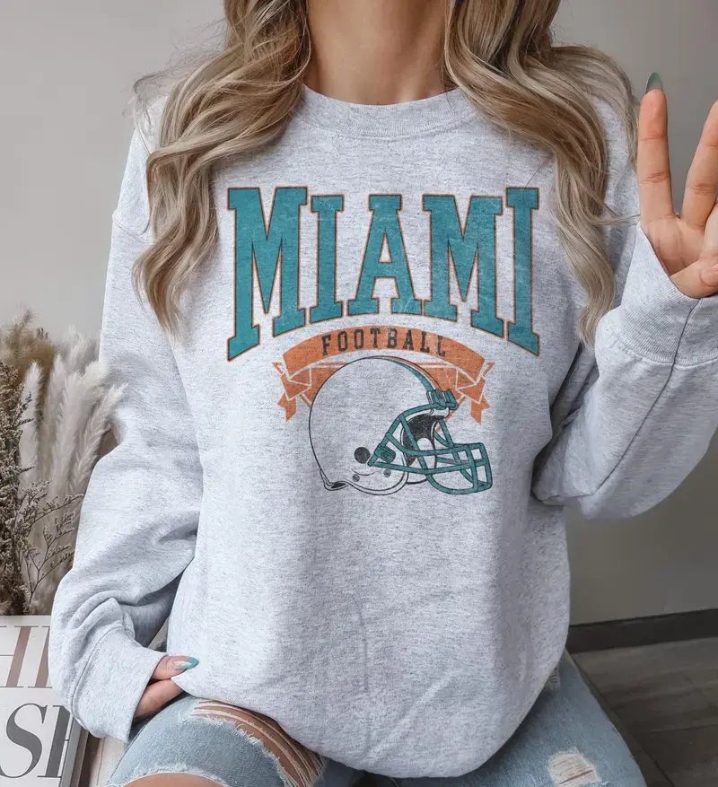 Vintage Football Sweatshirt Hometown Team Pullovers Sublimation Print Long Sleeve Casual Fabric Menswear Soft Cozy Retro Style Comfortable All-Season Wear Day Biker