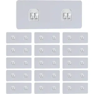 16 Pack Shower Caddy Adhesive Replacement Pads, Strong Transparent Waterproof Sticky Hooks, No-Drill Wall Mount Adhesives for Bathroom Shelves, Corner Baskets, Kitchen Racks and Soap Ho
